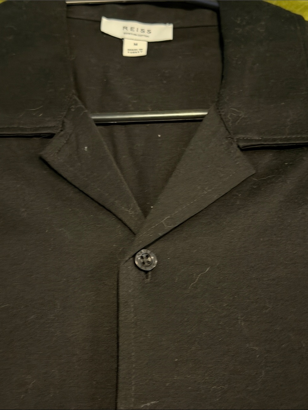 Reiss Black Single-Button Notch Collar camp shirt